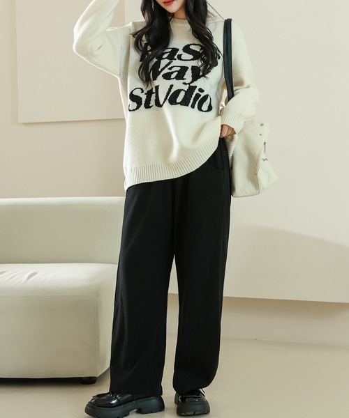Lace Ladies(レースレディース)の「アルファベット レター ビッグシルエット 長袖 ニット プルオーバー(ニット/セーター・レディース・ホワイト/ブラウン/ブラック・FREE)」の17枚目の写真