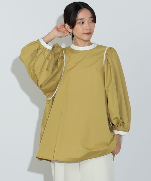 BEAMS HEART(ビームスハート)の「ノーカラー 袖ギャザー ブラウス(シャツ/ブラウス・レディース・チャコールグレー/オフホワイト/イエロー・FREE)」の10枚目の写真