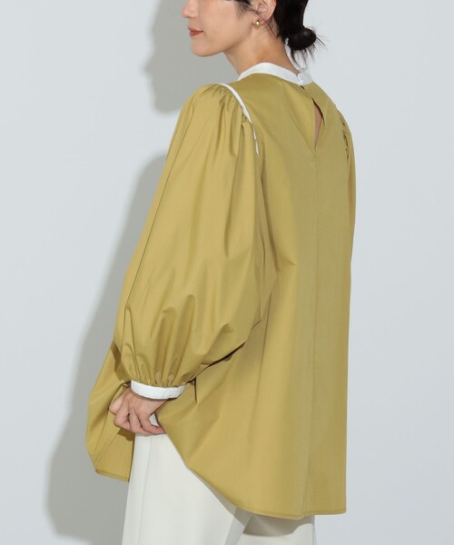 BEAMS HEART(ビームスハート)の「ノーカラー 袖ギャザー ブラウス(シャツ/ブラウス・レディース・チャコールグレー/オフホワイト/イエロー・FREE)」の11枚目の写真