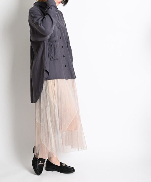 MARAI(マーライ)の「グラデーションチュール プリーツロングスカート ウエストゴム(スカート・レディース・ブラック/ブルー/パープル/ホワイト・FREE)」の7枚目の写真