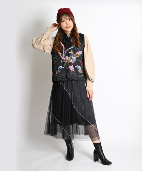 MARAI(マーライ)の「グラデーションチュール プリーツロングスカート ウエストゴム(スカート・レディース・ブラック/ブルー/パープル/ホワイト・FREE)」の10枚目の写真