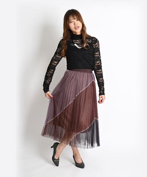 MARAI(マーライ)の「グラデーションチュール プリーツロングスカート ウエストゴム(スカート・レディース・ブラック/ブルー/パープル/ホワイト・FREE)」の18枚目の写真