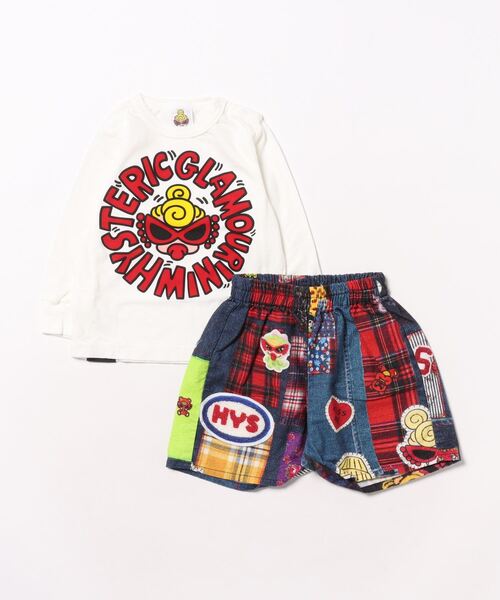 MY FIRST HYSTERIC FUNNYPATCHWORK総柄長袖&ショートパンツセット