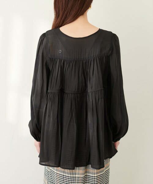 natural couture(ナチュラルクチュール)の「【Web限定】リボンティアードシアーブラウス(シャツ/ブラウス・レディース・ピンク系その他/ブラック/オフホワイト/ブルー・FREE)」の16枚目の写真
