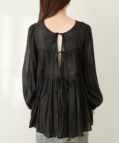 natural couture(ナチュラルクチュール)の「【Web限定】リボンティアードシアーブラウス(シャツ/ブラウス・レディース・ピンク系その他/ブラック/オフホワイト/ブルー・FREE)」の21枚目の写真