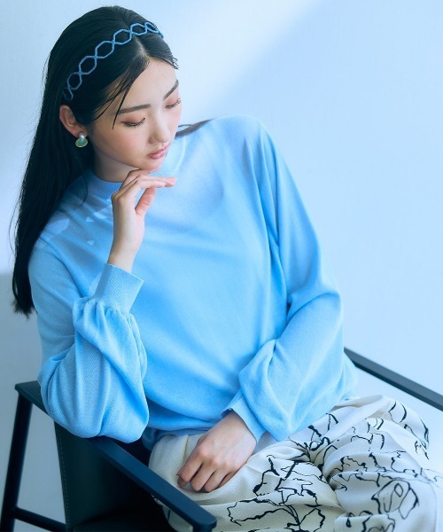 slattgir(スラットジール)の「高身長 シアー長袖ニットプルオーバー(トールサイズ)Essenave(ニット/セーター・レディース・ブルー/ブラック・LL/L/M)」の19枚目の写真