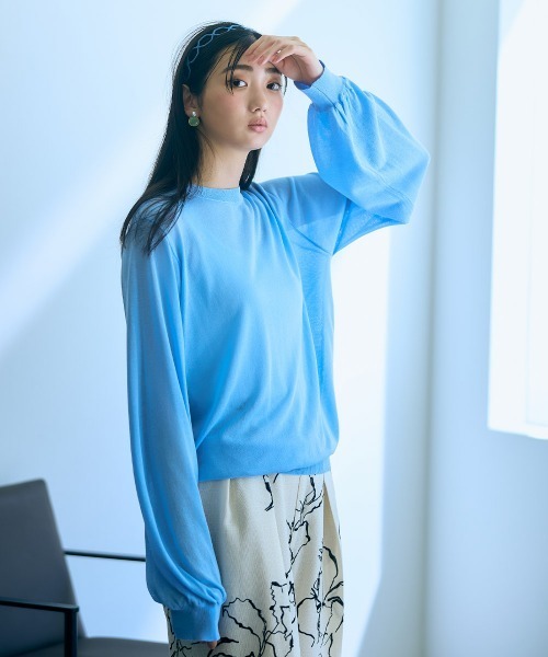 slattgir(スラットジール)の「高身長 シアー長袖ニットプルオーバー(トールサイズ)Essenave(ニット/セーター・レディース・ブルー/ブラック・LL/L/M)」の20枚目の写真