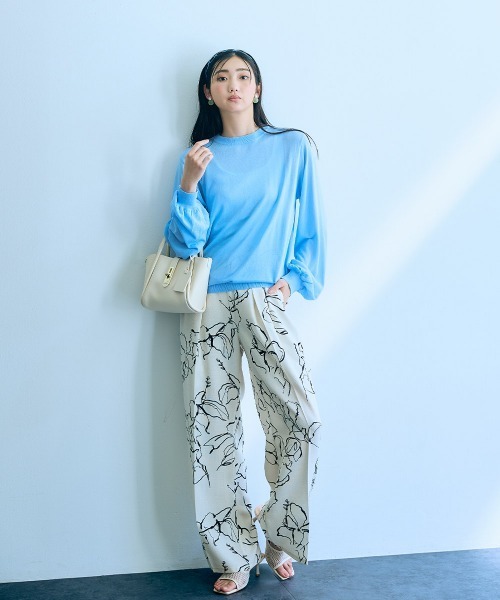slattgir(スラットジール)の「高身長 シアー長袖ニットプルオーバー(トールサイズ)Essenave(ニット/セーター・レディース・ブルー/ブラック・LL/L/M)」の5枚目の写真