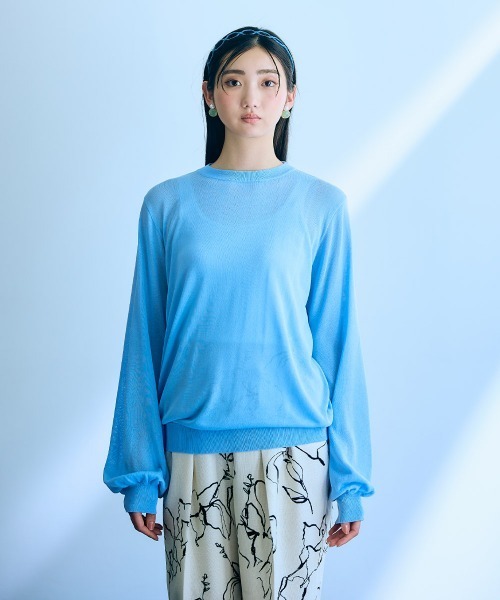 slattgir(スラットジール)の「高身長 シアー長袖ニットプルオーバー(トールサイズ)Essenave(ニット/セーター・レディース・ブルー/ブラック・LL/L/M)」の11枚目の写真