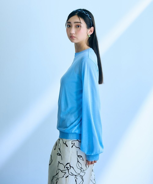 slattgir(スラットジール)の「高身長 シアー長袖ニットプルオーバー(トールサイズ)Essenave(ニット/セーター・レディース・ブルー/ブラック・LL/L/M)」の12枚目の写真