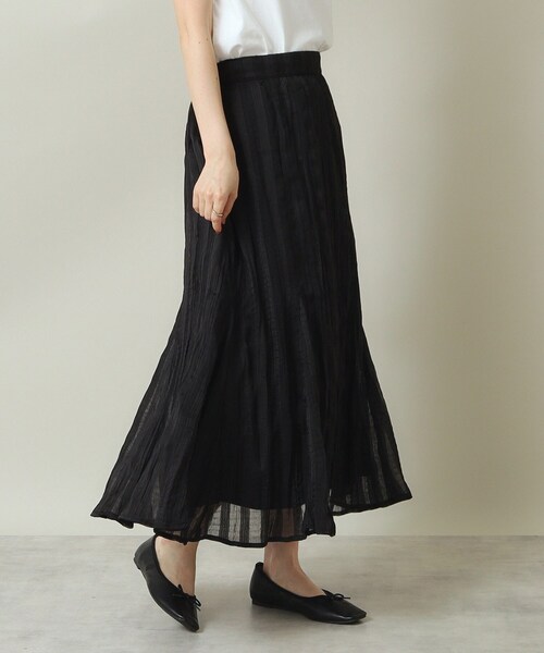 ITS'DEMO（イッツデモ）の「◆【ウエストゴム／腰回りすっきり／手洗い可】シアーチェックスカート（スカート・レディース・ダークブラウン/アイボリー/ブラック・00）」の2枚目の写真