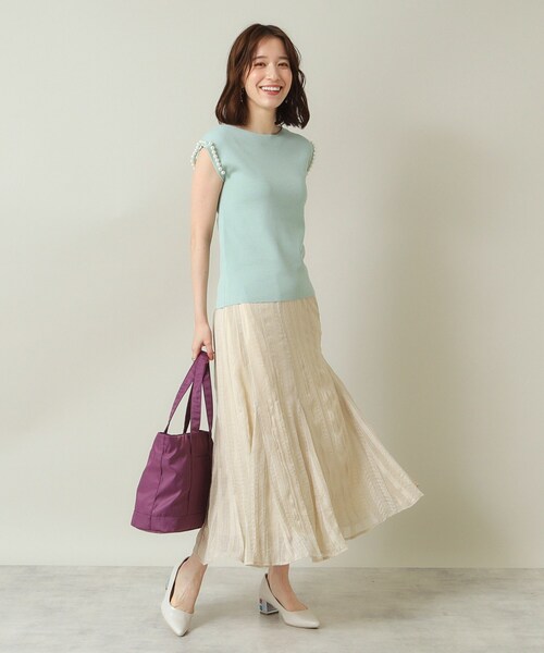 ITS'DEMO（イッツデモ）の「◆【ウエストゴム／腰回りすっきり／手洗い可】シアーチェックスカート（スカート・レディース・ダークブラウン/アイボリー/ブラック・00）」の5枚目の写真