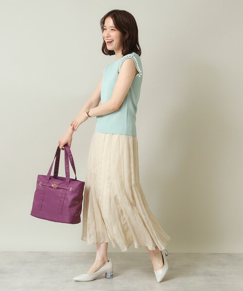 ITS'DEMO（イッツデモ）の「◆【ウエストゴム／腰回りすっきり／手洗い可】シアーチェックスカート（スカート・レディース・ダークブラウン/アイボリー/ブラック・00）」の6枚目の写真