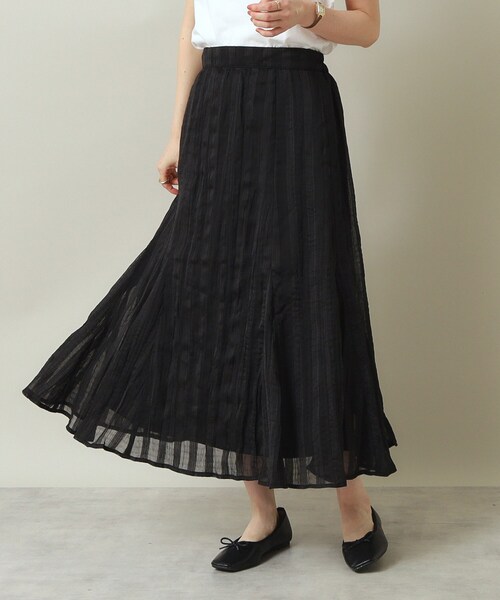 ITS'DEMO（イッツデモ）の「◆【ウエストゴム／腰回りすっきり／手洗い可】シアーチェックスカート（スカート・レディース・ダークブラウン/アイボリー/ブラック・00）」の8枚目の写真