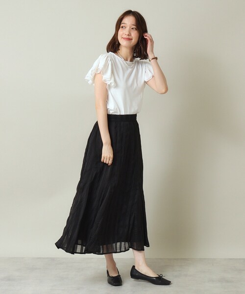 ITS'DEMO（イッツデモ）の「◆【ウエストゴム／腰回りすっきり／手洗い可】シアーチェックスカート（スカート・レディース・ダークブラウン/アイボリー/ブラック・00）」の10枚目の写真