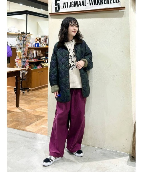 ニコアンド　INDIA IS BEAUTIFUL　柄キルトロングジャケット ニコアンド INDIA IS BEAUTIFUL 柄キルトロングジャケット