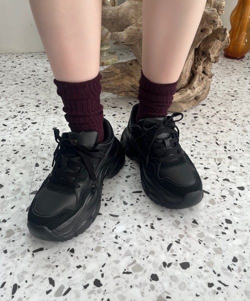 セール】ナイロンテープ厚底スニーカー OT3745 本革 スエード