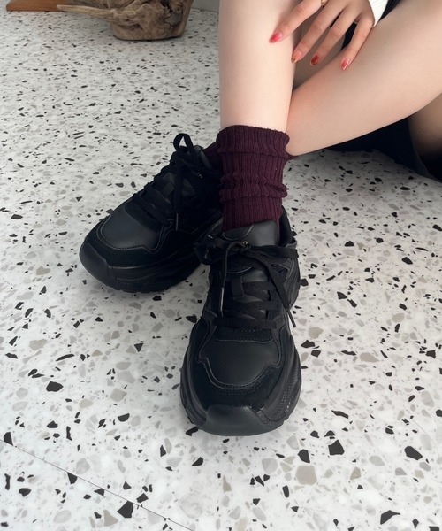 衝撃　新春大特価　極上品　ＦＥブラック　35-105m ズ-ム付き セール】ナイロンテープ厚底スニーカー OT3745 本革 スエード