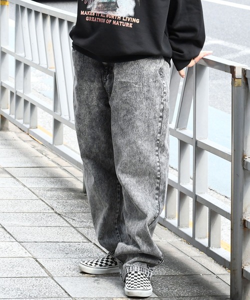 Starting Over(スターティングオーバー)の「vintage like loose fit tapered denim pants/ヴィンテージ ライク ルーズフィット テーパード デニムパンツ(デニムパンツ・メンズ・ケミカルウォッシュ/ブラック/ブラック系その他・M/L/XL)」の3枚目の写真
