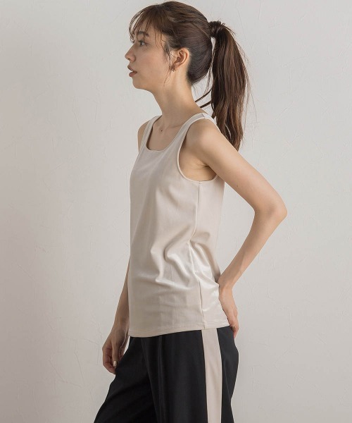 Droite lautreamont（ドロワットロートレアモン）の「スノーベロアタンクトップ≪手洗い可能≫（タンクトップ・レディース・ブラウン/オフホワイト・M）」の2枚目の写真