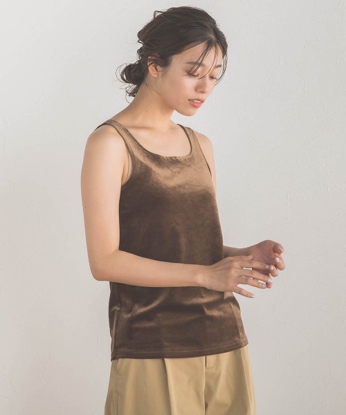 Droite lautreamont（ドロワットロートレアモン）の「スノーベロアタンクトップ≪手洗い可能≫（タンクトップ・レディース・ブラウン/オフホワイト・M）」の13枚目の写真