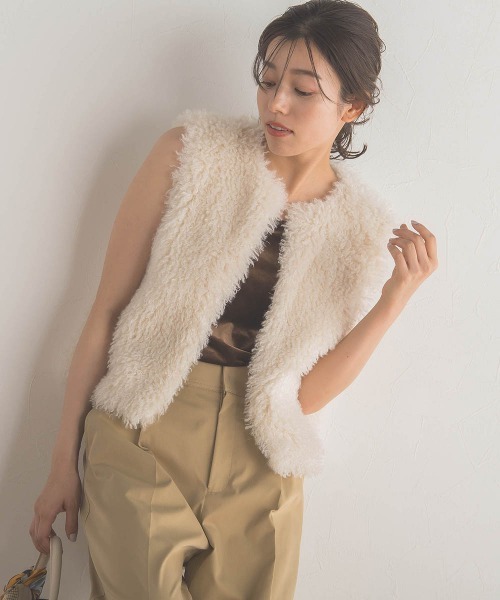 Droite lautreamont（ドロワットロートレアモン）の「スノーベロアタンクトップ≪手洗い可能≫（タンクトップ・レディース・ブラウン/オフホワイト・M）」の15枚目の写真