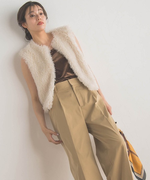 Droite lautreamont（ドロワットロートレアモン）の「スノーベロアタンクトップ≪手洗い可能≫（タンクトップ・レディース・ブラウン/オフホワイト・M）」の6枚目の写真