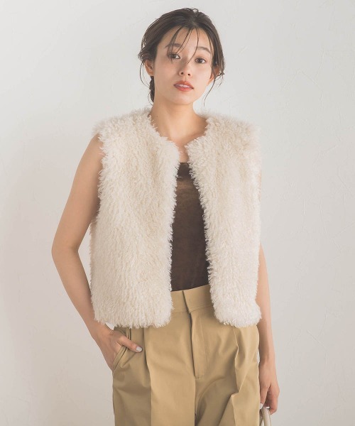 Droite lautreamont（ドロワットロートレアモン）の「スノーベロアタンクトップ≪手洗い可能≫（タンクトップ・レディース・ブラウン/オフホワイト・M）」の10枚目の写真