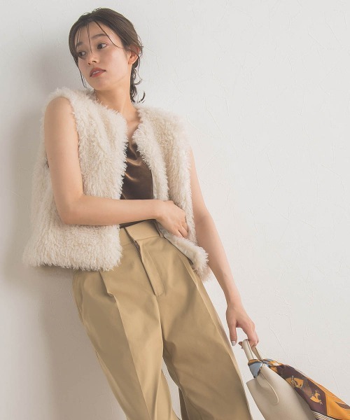 Droite lautreamont（ドロワットロートレアモン）の「スノーベロアタンクトップ≪手洗い可能≫（タンクトップ・レディース・ブラウン/オフホワイト・M）」の5枚目の写真