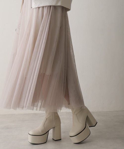 DEMETER（デメテル）の「厚底太ヒール スクエアトゥ ストレッチブーツ（ブーツ・レディース・ブラック系その他/アイボリー/ブラック・S/M/L/LL）」の17枚目の写真