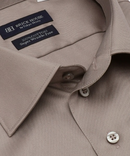 TOKYO SHIRTS(トウキョウシャツ)の「超形態安定ノーアイロン ワイド 長袖ビジネスワイシャツ(ビジネスシャツ・メンズ・ダークベージュ・首回り39cm-裄丈80cm/首回り43cm-裄丈86cm/首回り39cm-裄丈84cm/首回り41cm-裄丈82cm/首回り41cm-裄丈86cm/首回り42cm-裄丈82cm/首回り42cm-裄丈86cm/首回り43cm-裄丈82cm/首回り37cm-裄丈80cm)」の2枚目の写真