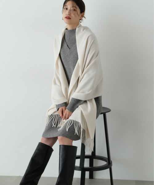 N.（N. Natural Beauty Basic）（エヌエヌナチュラルビューティーベーシック）の「◆ベーシックストール（ストール/ショール・レディース・ネイビー/レッド/オフホワイト・ﾌﾘ-）」の7枚目の写真