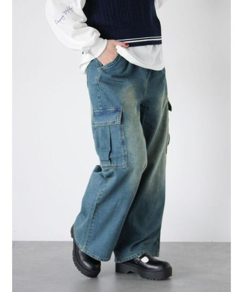 ehka sopo(エヘカソポ)の「フロントタックカーゴデニムパンツ(その他パンツ・レディース・ピンク/サックスブルー/ブルー・F)」の2枚目の写真