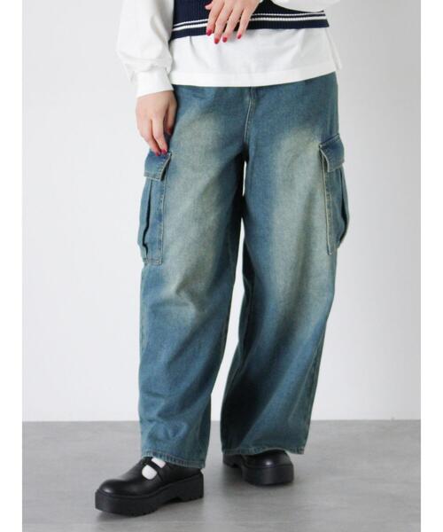 ehka sopo(エヘカソポ)の「フロントタックカーゴデニムパンツ(その他パンツ・レディース・ピンク/サックスブルー/ブルー・F)」の4枚目の写真