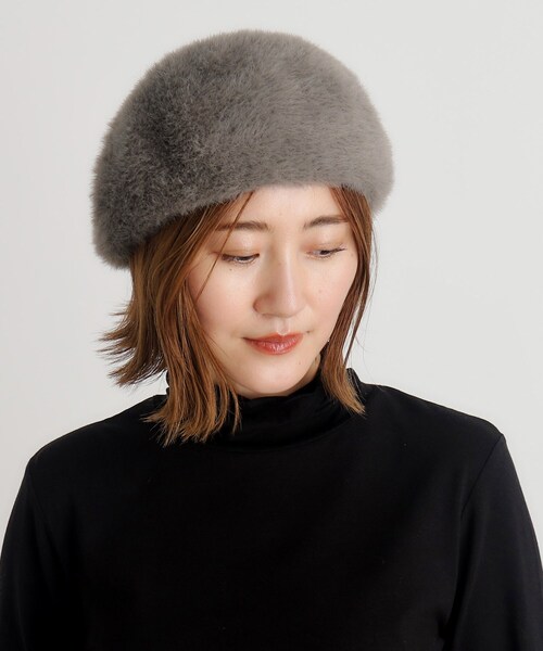 grove(グローブ)の「◆ふんわりシャギーベレー(ハンチング/ベレー帽・レディース・ライトグレー/ブラック/ベビーピンク/チャコールグレー・00)」の10枚目の写真