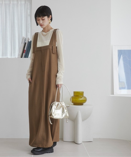 ANGIE（アンジー）の「エステルツイルベルトジャンスカ / ジャンパースカート（ジャンパースカート・レディース・ダークグレー/ベージュ/ブラック・FREE）」の7枚目の写真