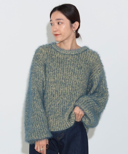 BEAMS HEART(ビームスハート)の「配色 シャギーニット(ニット/セーター・レディース・イエロー系その他2/ブルー/ベージュ/オレンジ・FREE)」の13枚目の写真