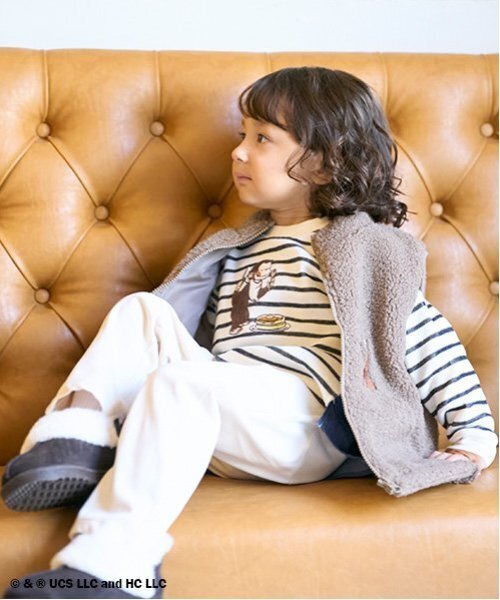 petit main（プティマイン）の「【おさるのジョージ】ボアベスト（ベスト・キッズ・モカ/キナリ・S/M/L）」の4枚目の写真