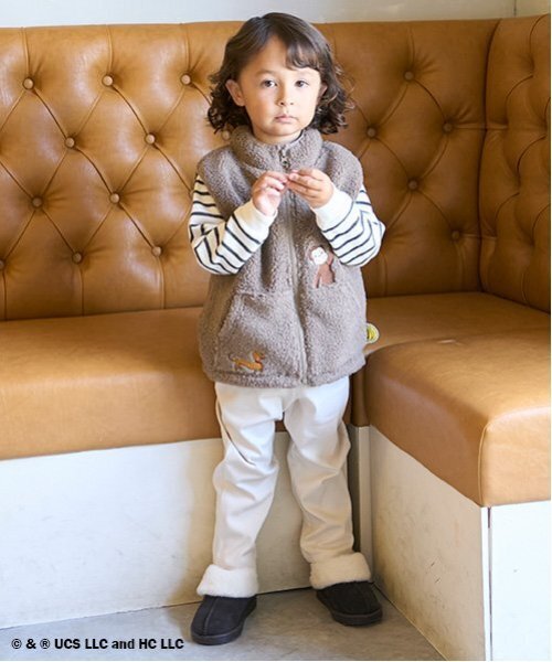 petit main（プティマイン）の「【おさるのジョージ】ボアベスト（ベスト・キッズ・モカ/キナリ・S/M/L）」の5枚目の写真