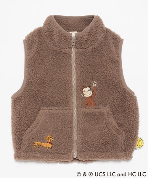 petit main（プティマイン）の「【おさるのジョージ】ボアベスト（ベスト・キッズ・モカ/キナリ・S/M/L）」の6枚目の写真