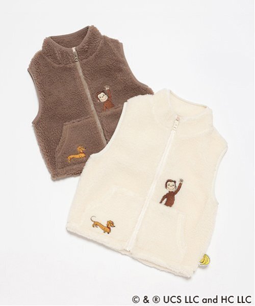 petit main（プティマイン）の「【おさるのジョージ】ボアベスト（ベスト・キッズ・モカ/キナリ・S/M/L）」の16枚目の写真