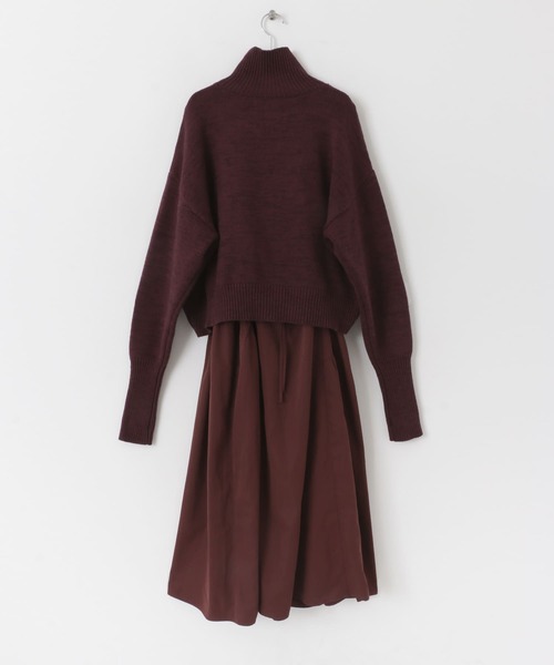 KBF（ケイビーエフ）の「フロントZIPニットセットキャミワンピース（ワンピース・レディース・ブラック/ボルドー・ONE）」の8枚目の写真