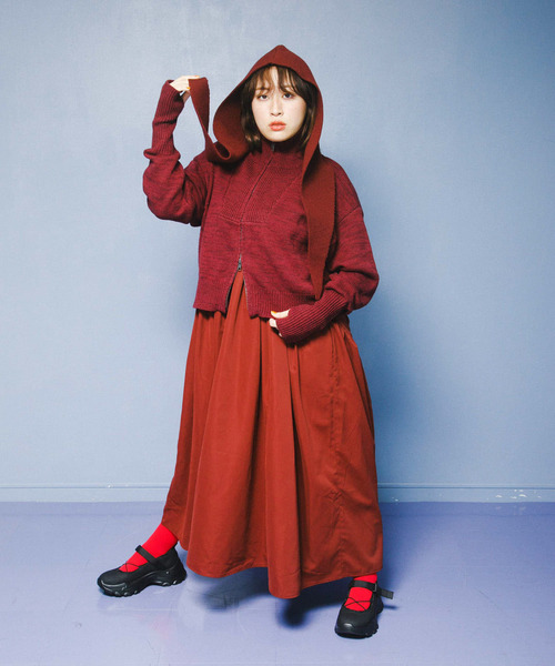 KBF（ケイビーエフ）の「フロントZIPニットセットキャミワンピース（ワンピース・レディース・ブラック/ボルドー・ONE）」の16枚目の写真