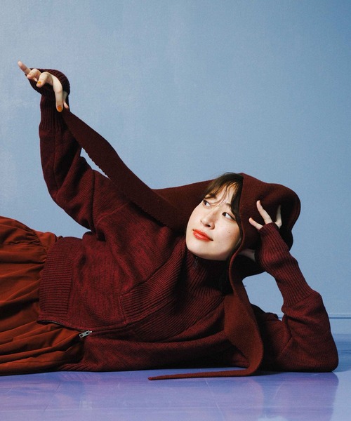 KBF（ケイビーエフ）の「フロントZIPニットセットキャミワンピース（ワンピース・レディース・ブラック/ボルドー・ONE）」の21枚目の写真