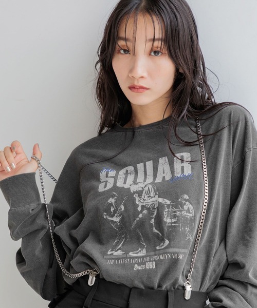 LOWRYS FARM（ローリーズファーム）の「フォトＴシャツＬＳ  152718（Tシャツ/カットソー・レディース・チャコールグレー/オフホワイト・FREE）」の9枚目の写真