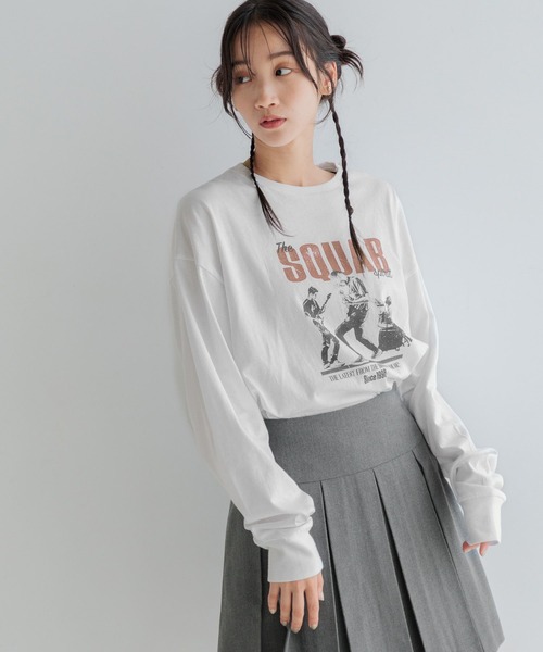 LOWRYS FARM（ローリーズファーム）の「フォトＴシャツＬＳ  152718（Tシャツ/カットソー・レディース・チャコールグレー/オフホワイト・FREE）」の15枚目の写真