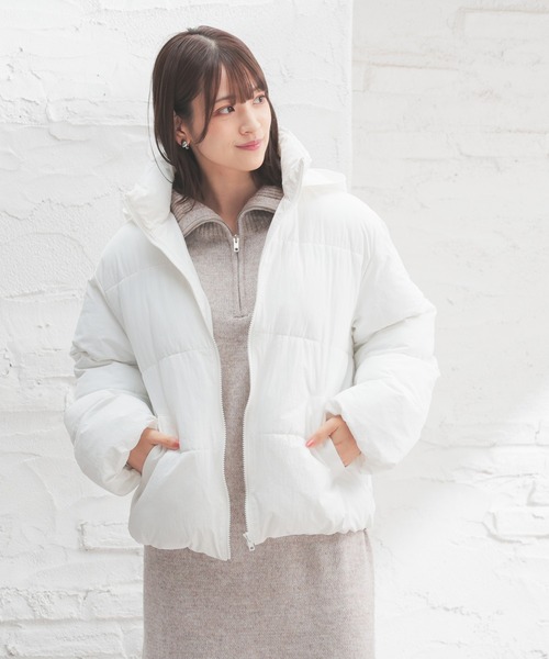 Honeys（ハニーズ）の「【非フッ素撥水加工】スタンドファイバーダウン（ダウンジャケット/コート・レディース・ブラック/サックスブルー/チャコール/ホワイト・S/M/L/LL）」の14枚目の写真