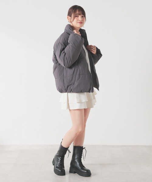 Honeys（ハニーズ）の「【非フッ素撥水加工】スタンドファイバーダウン（ダウンジャケット/コート・レディース・ブラック/サックスブルー/チャコール/ホワイト・S/M/L/LL）」の19枚目の写真