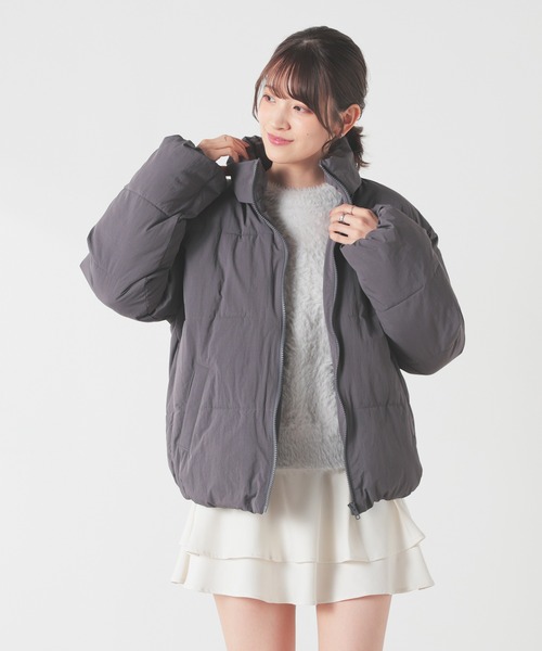 Honeys（ハニーズ）の「【非フッ素撥水加工】スタンドファイバーダウン（ダウンジャケット/コート・レディース・ブラック/サックスブルー/チャコール/ホワイト・S/M/L/LL）」の20枚目の写真