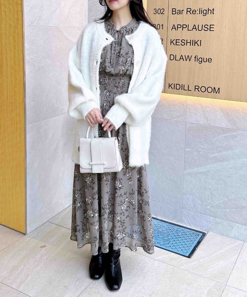 INGNI(イング)の「花柄シフォンフリルリボンワンピース INGNI(イング)の「花柄シフォンフリルリボンワンピース